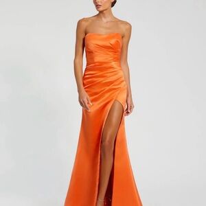 Mac Duggal Orange Strapless Dress Size 6